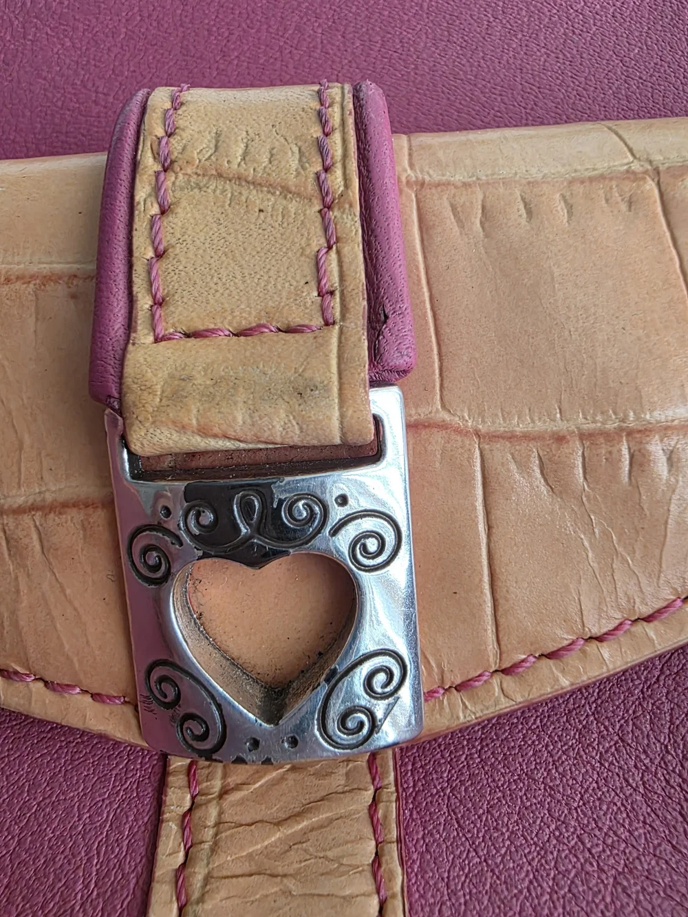 Brighton Pink Shoulder Bag with Tan Flap Accents
